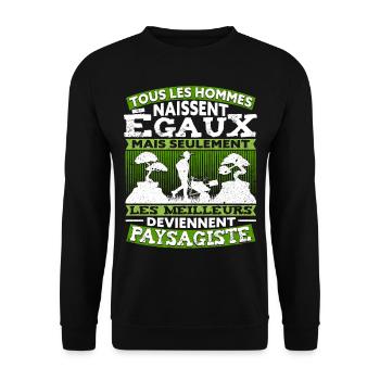 Tous Les Hommes Naissent Égaux Paysagiste - Sweat-shirt Unisexe - noir - Devant - Alina (178cm) & Michal (187cm)