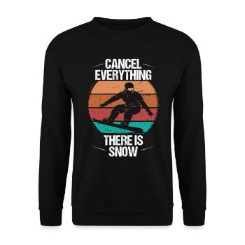 Snowboarding Retro Cancel Everything Snow Vintage - Unisex Pullover - Schwarz - Vorne - Alina (178cm) & Michal (187cm)