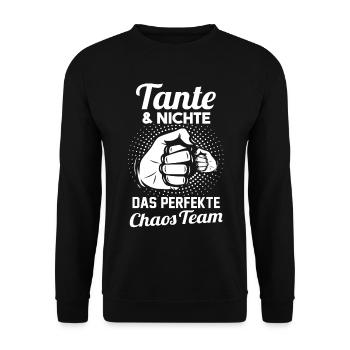 Tante und Nichte - Unisex Pullover - Schwarz - Vorne - Alina (178cm) & Michal (187cm)
