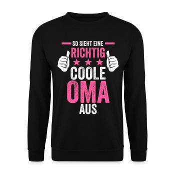 So sieht eine richtig coole Oma aus - Unisex Pullover - Schwarz - Vorne - Alina (178cm) & Michal (187cm)