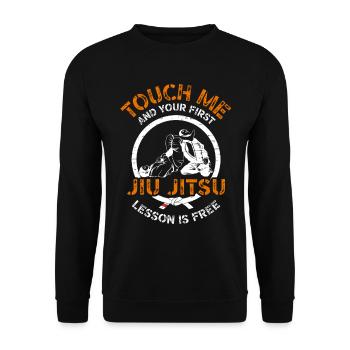 BJJ Brazilian Jiu Jitsu Jiu Jitsu Fighter - Unisex Sweatshirt - black - Front - Alina (178cm) & Michal (187cm)