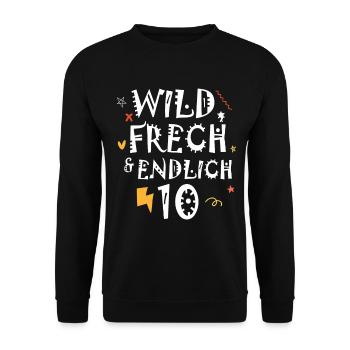 10 Jahre Geburtstag Geschenk Mädchen Junge divers - Unisex Pullover - Schwarz - Vorne - Alina (178cm) & Michal (187cm)