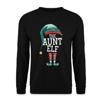 Die Tante Elfe Weihnachts Outfit Damen Frauen Aunt - Unisex Pullover - Schwarz - Vorne - Alina (178cm) & Michal (187cm)