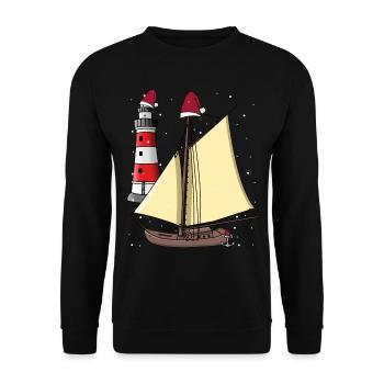 Voilier Nikolaus Santa Ahoi Noël maritime - Sweat-shirt Unisexe - noir - Devant - Alina (178cm) & Michal (187cm)