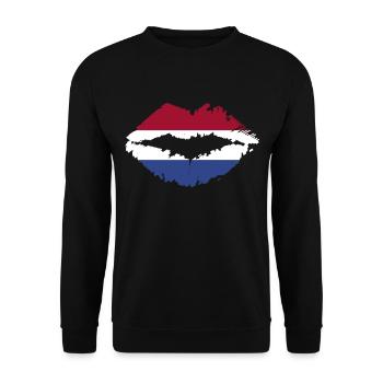 Holland Kuss Mund Ich liebe Holland - Unisex Pullover - Schwarz - Vorne - Alina (178cm) & Michal (187cm)