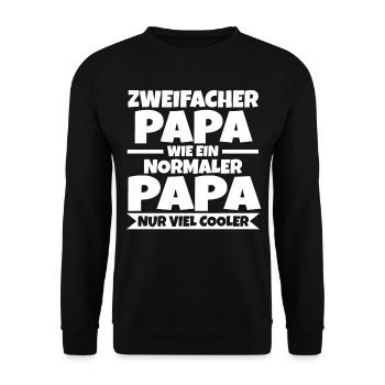 Zweifacher Papa - Unisex Pullover - Schwarz - Vorne - Alina (178cm) & Michal (187cm)