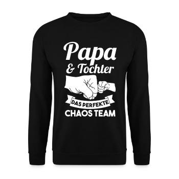 Papa und Tochter - Unisex Pullover - Schwarz - Vorne - Alina (178cm) & Michal (187cm)