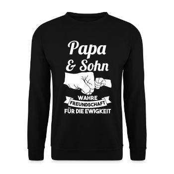 Papa und Sohn - Unisex Pullover - Schwarz - Vorne - Alina (178cm) & Michal (187cm)
