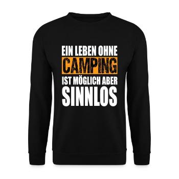 Ein Leben Ohne Camping Ist Möglich Aber Sinnlos - Unisex Pullover - Schwarz - Vorne - Alina (178cm) & Michal (187cm)