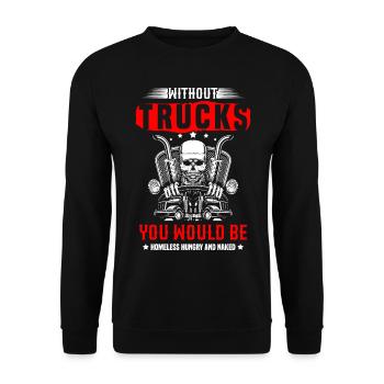 LKW-Trucker für einen LKW-Treiber - Unisex Pullover - Schwarz - Vorne - Alina (178cm) & Michal (187cm)