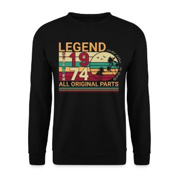 Original Décembre 1974 Palms Retro - Sweat-shirt Unisexe - noir - Devant - Alina (178cm) & Michal (187cm)