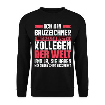Bauzeichner Spruch - Unisex Pullover - Schwarz - Vorne - Alina (178cm) & Michal (187cm)