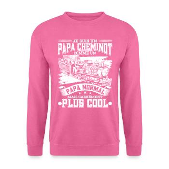 Papa Cheminot Conducteur De Train Chemin De Fer - Sweat-shirt Unisexe - rose - Devant