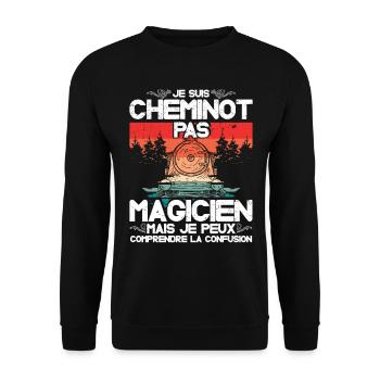 Cheminot Conducteur De Train Chemin De Fer - Sweat-shirt Unisexe - noir - Devant - Alina (178cm) & Michal (187cm)