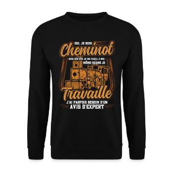 Cheminot Conducteur De Train Chemin De Fer - Sweat-shirt Unisexe - noir - Devant - Alina (178cm) & Michal (187cm)