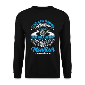 Moniteur De Conduite Moniteur D'Auto-École - Sweat-shirt Unisexe - noir - Devant - Alina (178cm) & Michal (187cm)