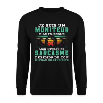 Moniteur De Conduite moniteur d'auto-école - Sweat-shirt Unisexe - noir - Devant - Alina (178cm) & Michal (187cm)