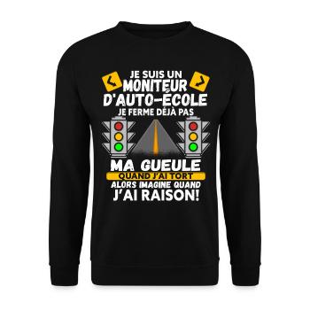 Moniteur De Conduite Moniteur D'Auto-École - Sweat-shirt Unisexe - noir - Devant - Alina (178cm) & Michal (187cm)