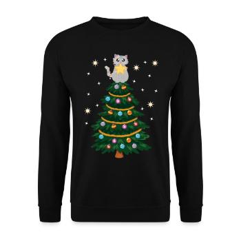 Cat Christmas Christmas Tree Christmas Tree - Unisex Sweatshirt - black - Front - Alina (178cm) & Michal (187cm)