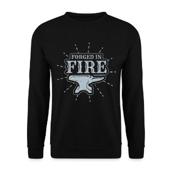 Im Feuer geschmiedeter Schmied - Unisex Pullover - Schwarz - Vorne - Alina (178cm) & Michal (187cm)