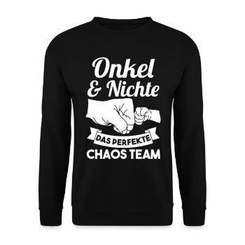 Onkel und Nichte - Unisex Pullover - Schwarz - Vorne - Alina (178cm) & Michal (187cm)