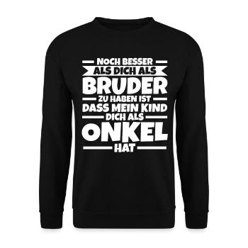 Bruder Onkel - Unisex Pullover - Schwarz - Vorne - Alina (178cm) & Michal (187cm)