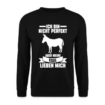 Esel Bauernhof Landwirt Eselbesitzer Esel - Unisex Pullover - Schwarz - Vorne - Alina (178cm) & Michal (187cm)