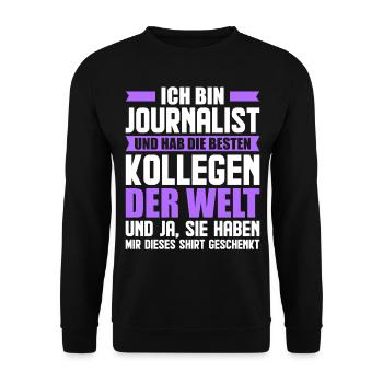 Journalist Journalismus Reporter Zeitung - Unisex Pullover - Schwarz - Vorne - Alina (178cm) & Michal (187cm)