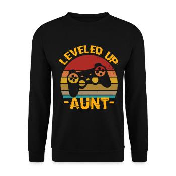 Level Up Aunt Aunt Geburtstag Aunt - Unisex Pullover - Schwarz - Vorne - Alina (178cm) & Michal (187cm)