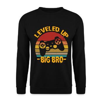 Level Up Big Bro Big Bro Birthday Big Bro - Unisex Sweatshirt - black - Front - Alina (178cm) & Michal (187cm)