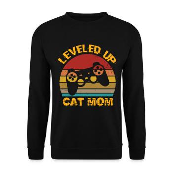 Leveled Up Cat Mom Cat Mom Cats - Unisex Sweatshirt - black - Front - Alina (178cm) & Michal (187cm)