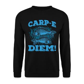 Carp-e Diem Aquarist Koi Fischliebhaber Aquarium - Unisex Pullover - Schwarz - Vorne - Alina (178cm) & Michal (187cm)