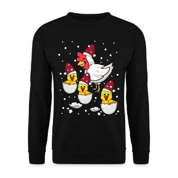 Xmas Christmas Mother Chicken Coop Nicholas - Unisex Sweatshirt - black - Front - Alina (178cm) & Michal (187cm)