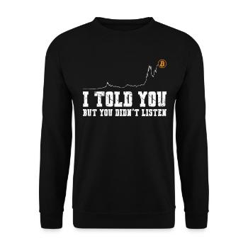Bitcoin Crypto Chart je vous ai dit - Sweat-shirt Unisexe - noir - Devant - Alina (178cm) & Michal (187cm)