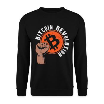 Bitcoin Crypto Revolution Fist - Unisex Sweatshirt - black - Front - Alina (178cm) & Michal (187cm)