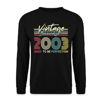 Geschenkidee Vintage Dezember 2003 - Unisex Pullover - Schwarz - Vorne - Alina (178cm) & Michal (187cm)