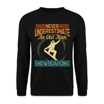 Retro Never Underestimate an old man Snowboarding - Unisex Pullover - Schwarz - Vorne - Alina (178cm) & Michal (187cm)