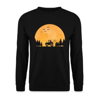 Traktorfahrer Traktor Trecker Landwirt Bauer Mond - Unisex Pullover - Schwarz - Vorne - Alina (178cm) & Michal (187cm)