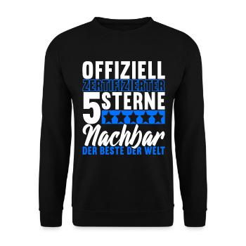 Nachbar Nachbarschaft Nachbarn - Unisex Pullover - Schwarz - Vorne - Alina (178cm) & Michal (187cm)