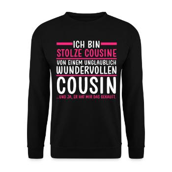 Cousine und Cousin - Unisex Pullover - Schwarz - Vorne - Alina (178cm) & Michal (187cm)
