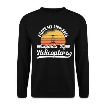 Pilot Hubschrauber Helikopter Spruch Hobbypilot - Unisex Pullover - Schwarz - Vorne - Alina (178cm) & Michal (187cm)