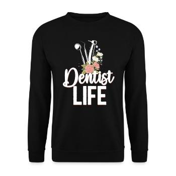 Dentist Life Floral Flower Dentist - Unisex Pullover - Schwarz - Vorne - Alina (178cm) & Michal (187cm)