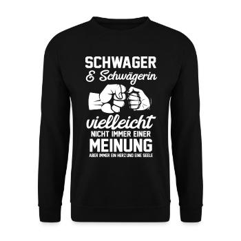 Schwager und Schwägerin - Unisex Pullover - Schwarz - Vorne - Alina (178cm) & Michal (187cm)