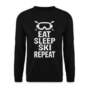 Eat Sleep Ski Repeat - Unisex Pullover - Schwarz - Vorne - Alina (178cm) & Michal (187cm)