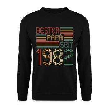 Bester Papa seit 1982 Vati 40 Jahre 40. Geburtstag - Unisex Pullover - Schwarz - Vorne - Alina (178cm) & Michal (187cm)
