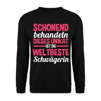 Schwägerin - Unisex Pullover - Schwarz - Vorne - Alina (178cm) & Michal (187cm)