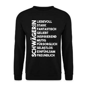 Schwägerin - Unisex Pullover - Schwarz - Vorne - Alina (178cm) & Michal (187cm)