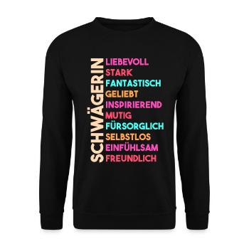 Schwägerin - Unisex Pullover - Schwarz - Vorne - Alina (178cm) & Michal (187cm)