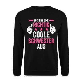 Coole Schwester - Unisex Pullover - Schwarz - Vorne - Alina (178cm) & Michal (187cm)