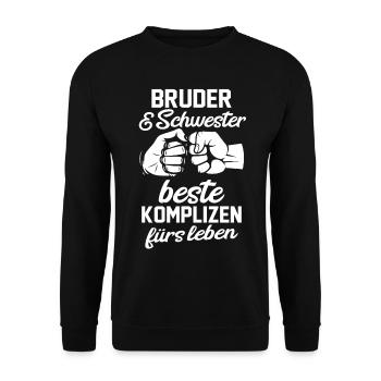 Bruder und Schwester - Unisex Pullover - Schwarz - Vorne - Alina (178cm) & Michal (187cm)